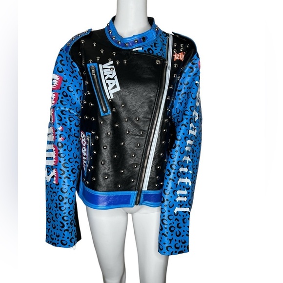 For Her NYC Women’s Studded Bling Moto Jacket - Picture 4 of 16